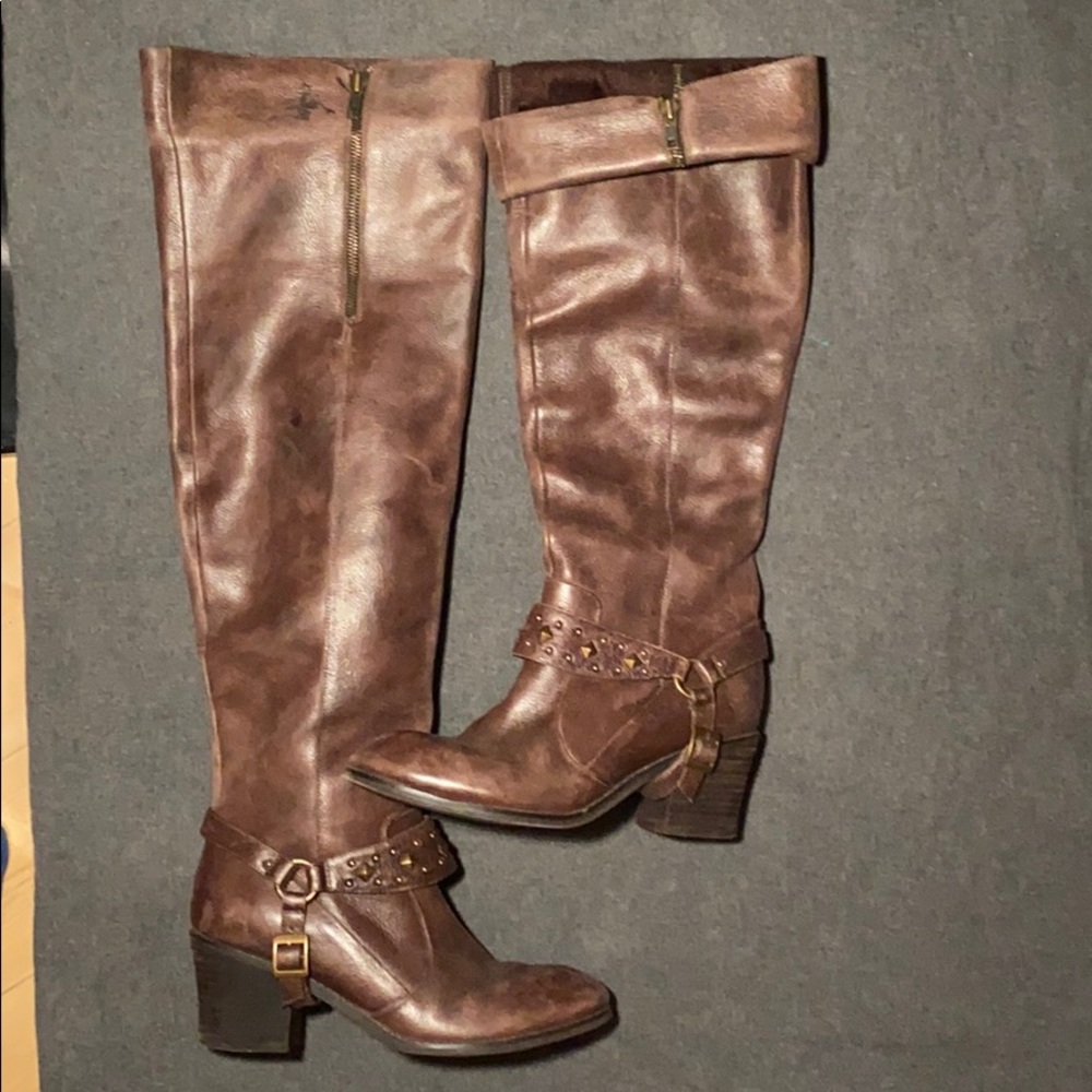 Miz Mooz Imogene brown leather over the knee boots
